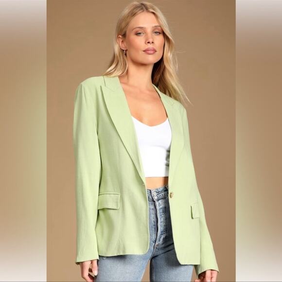 Lulus NWT Bold Touch Lime Green Blazer Size Large - Picture 1 of 7